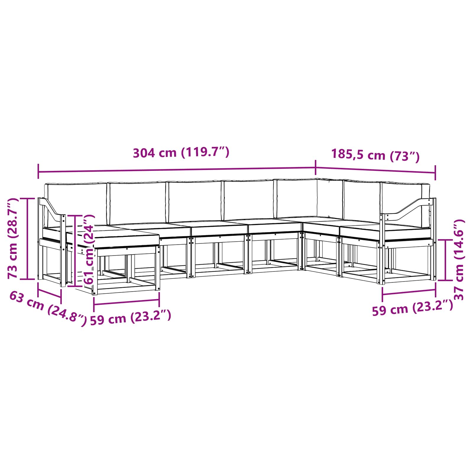Set vanjskih sofa s jastukom 8 pcs Bijela i antracit