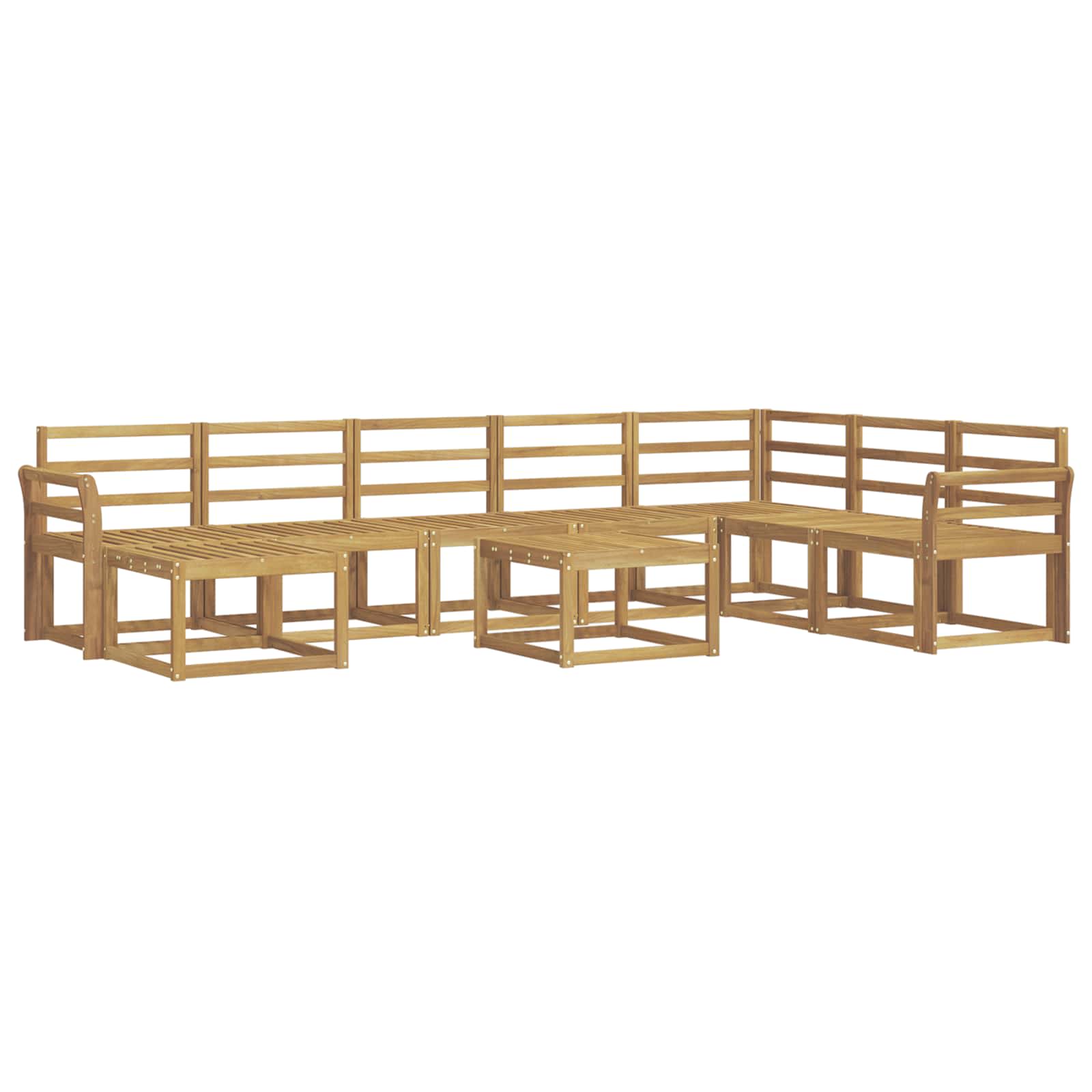 Set vanjskih sofa 9 pcs Bijela Čvrsto drvo akacije