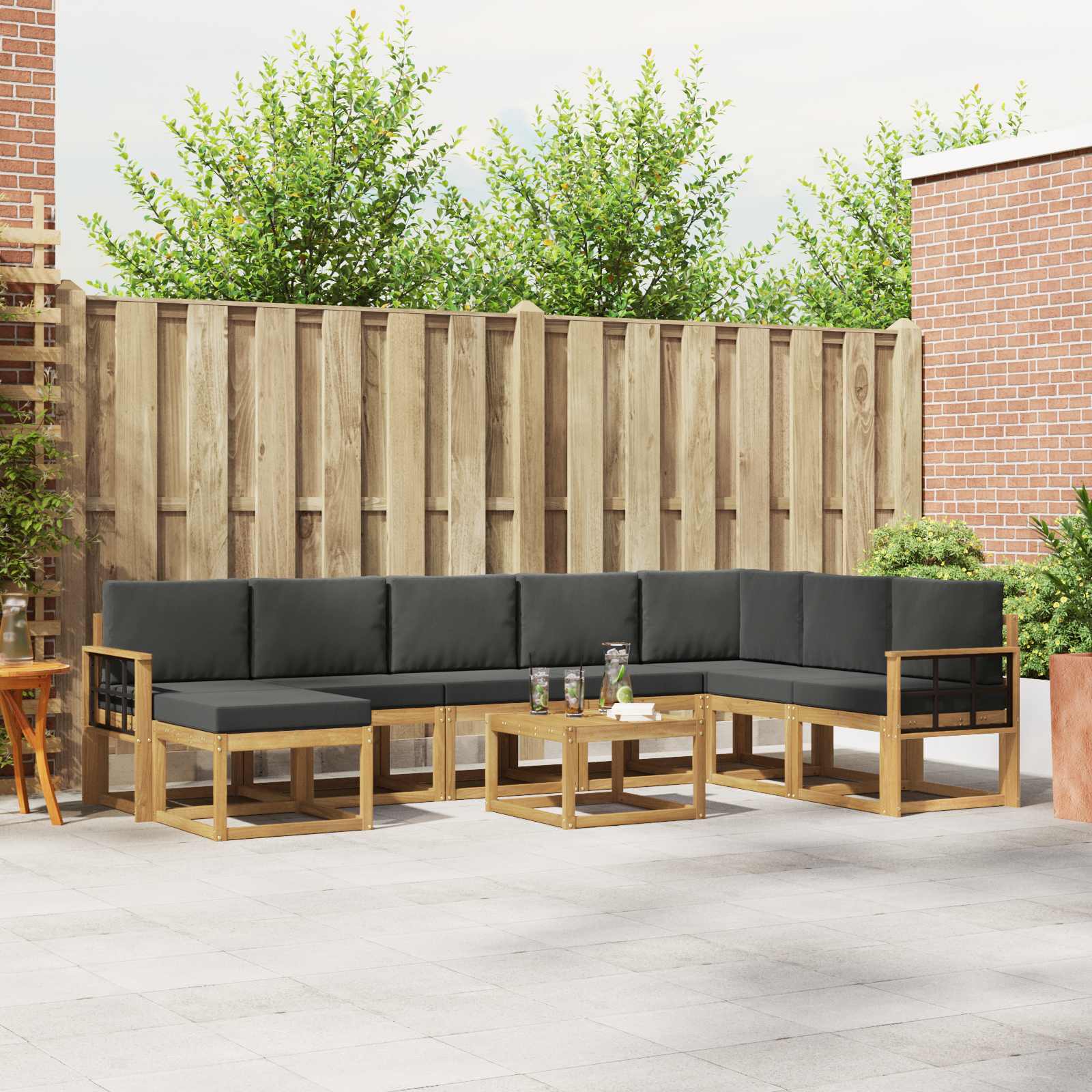 Set vanjskih sofa s jastukom 9 pcs Bijela i antracit