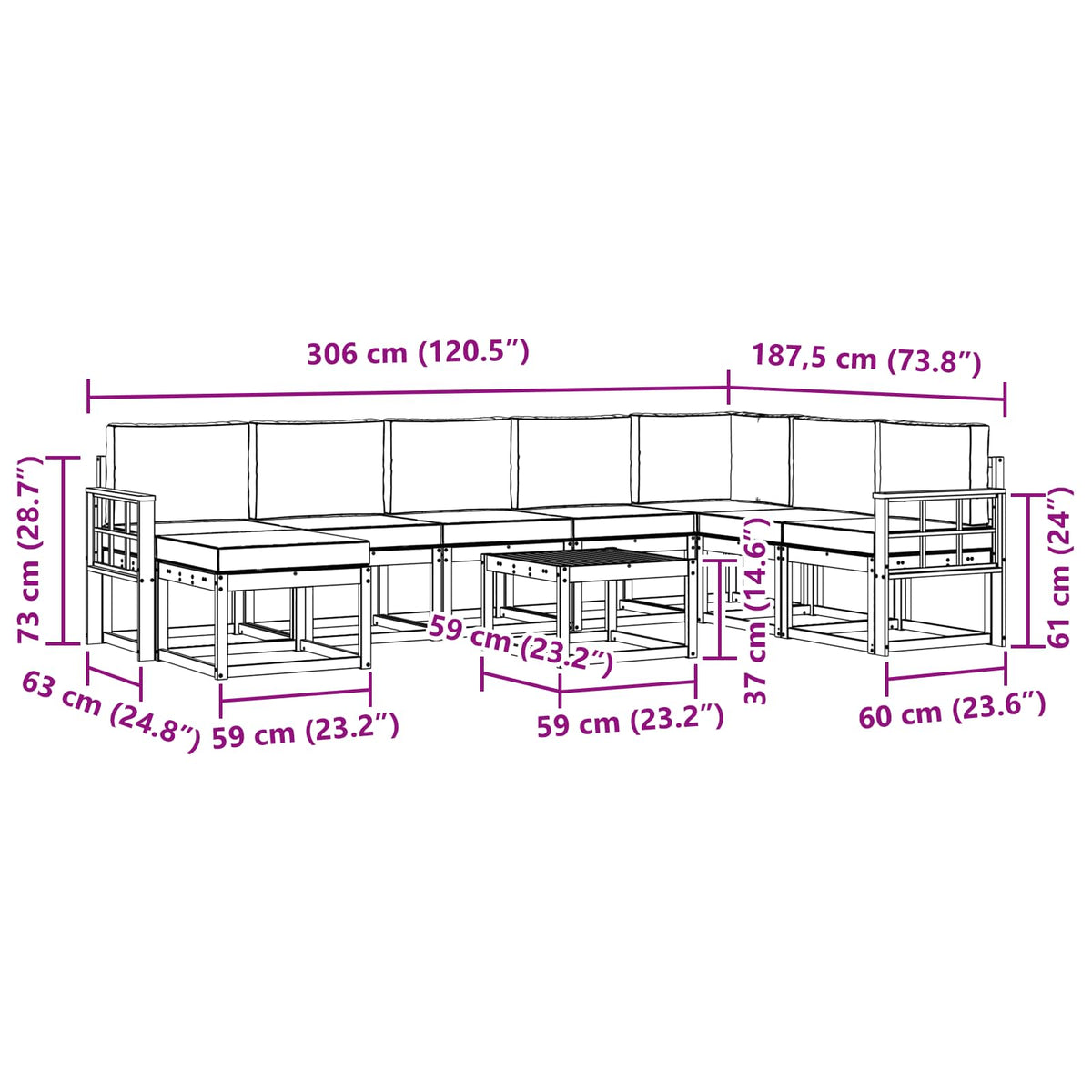 Set vanjskih sofa 9 kom. Bijela i bež