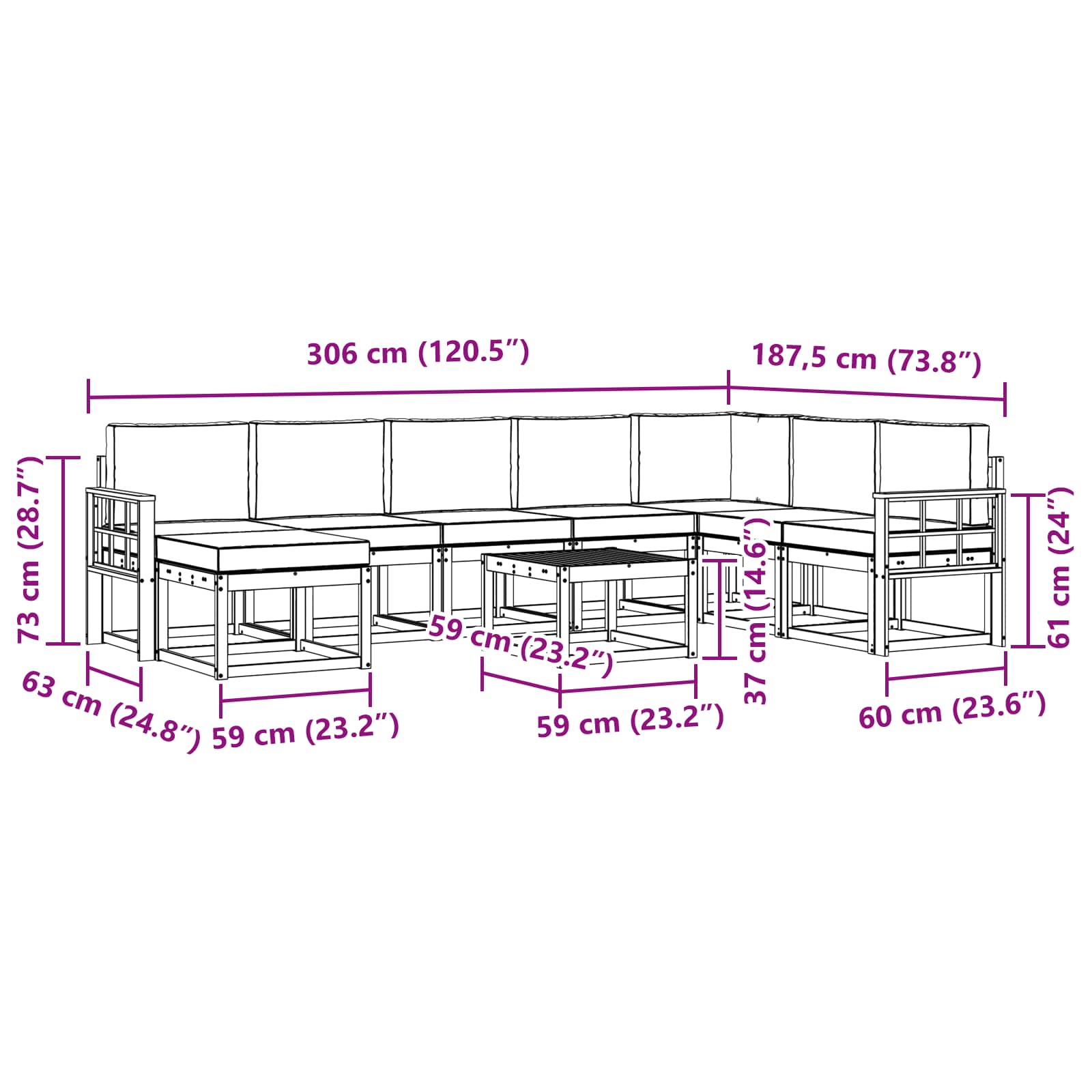 Set vanjskih sofa 9 kom. Bijela i bež