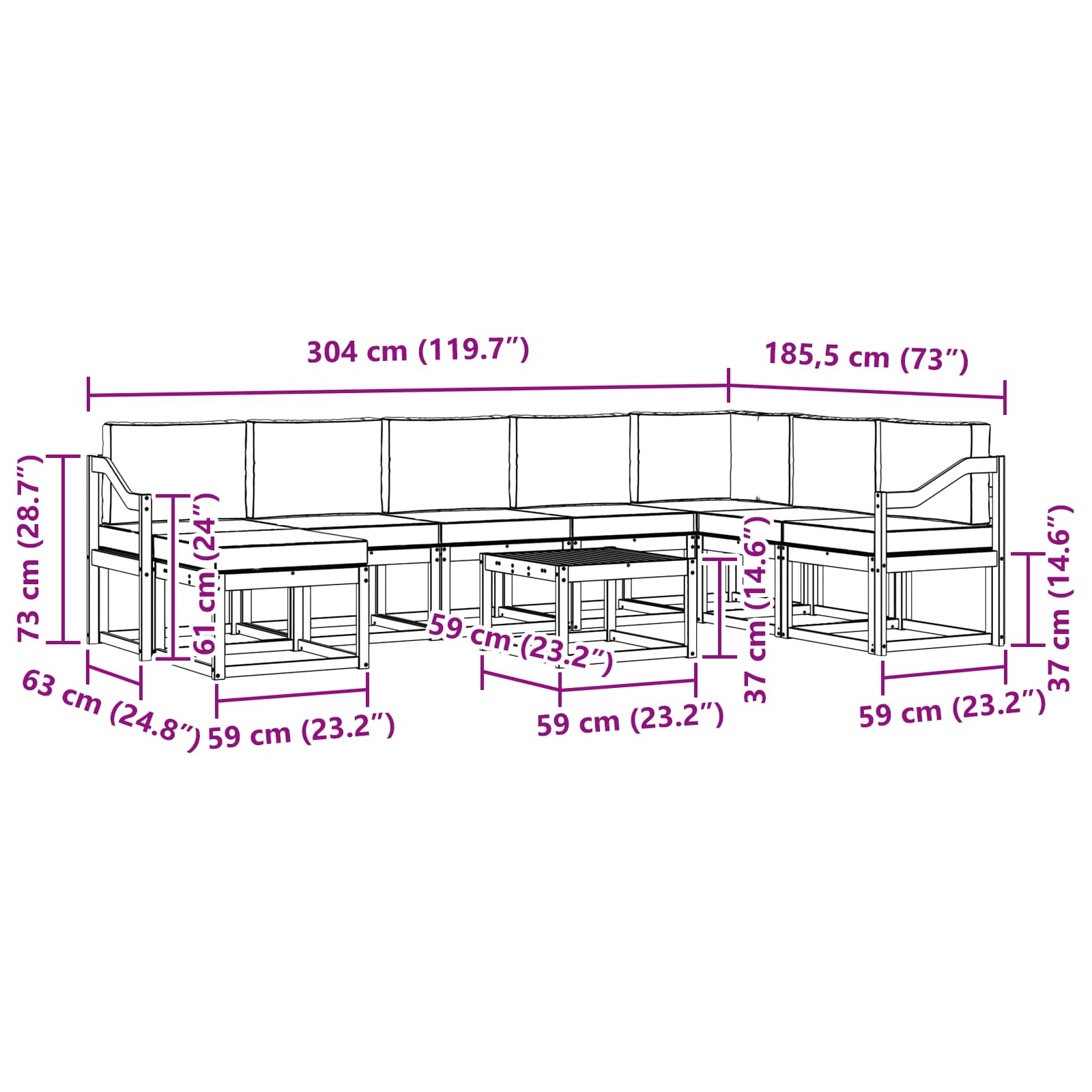 Set vanjskih sofa 9 kom. Bijela i bež