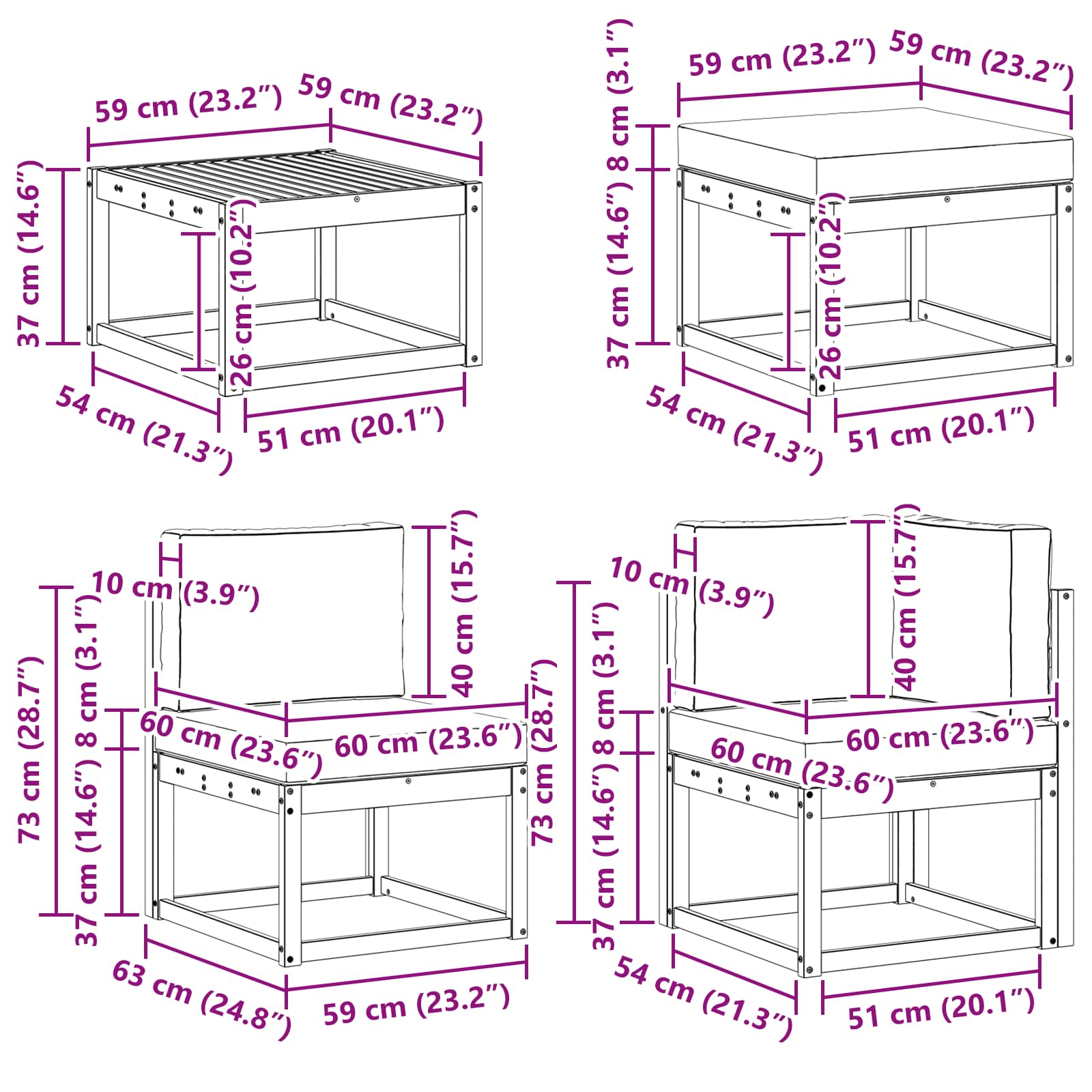 Set vanjskih sofa 9 kom. Bijela i bež