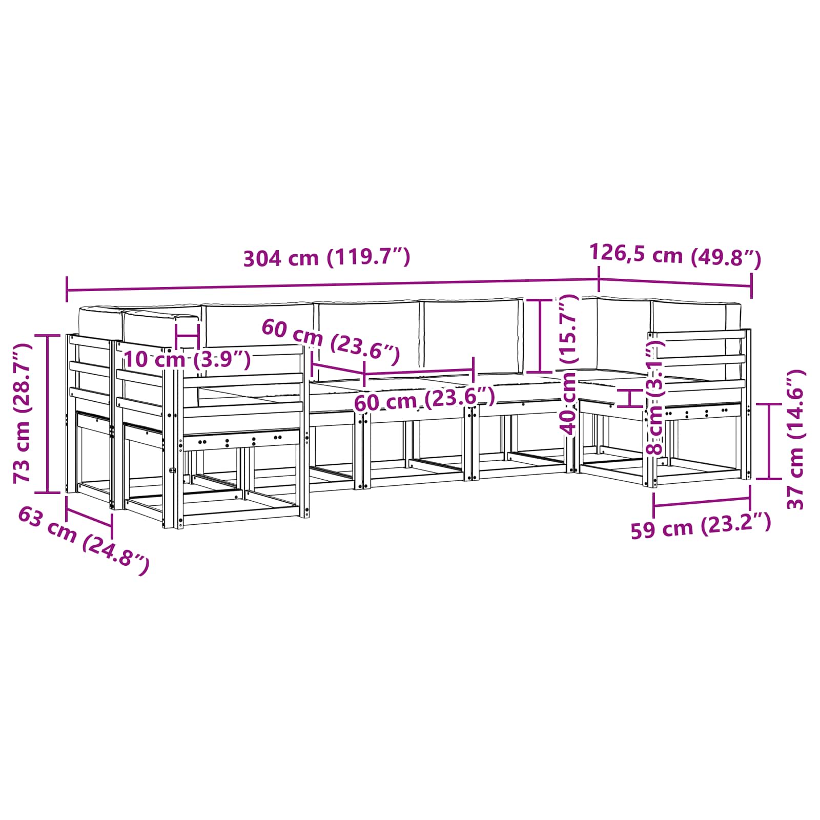 Set vanjskih sofa 7 kom. Bijela i krem