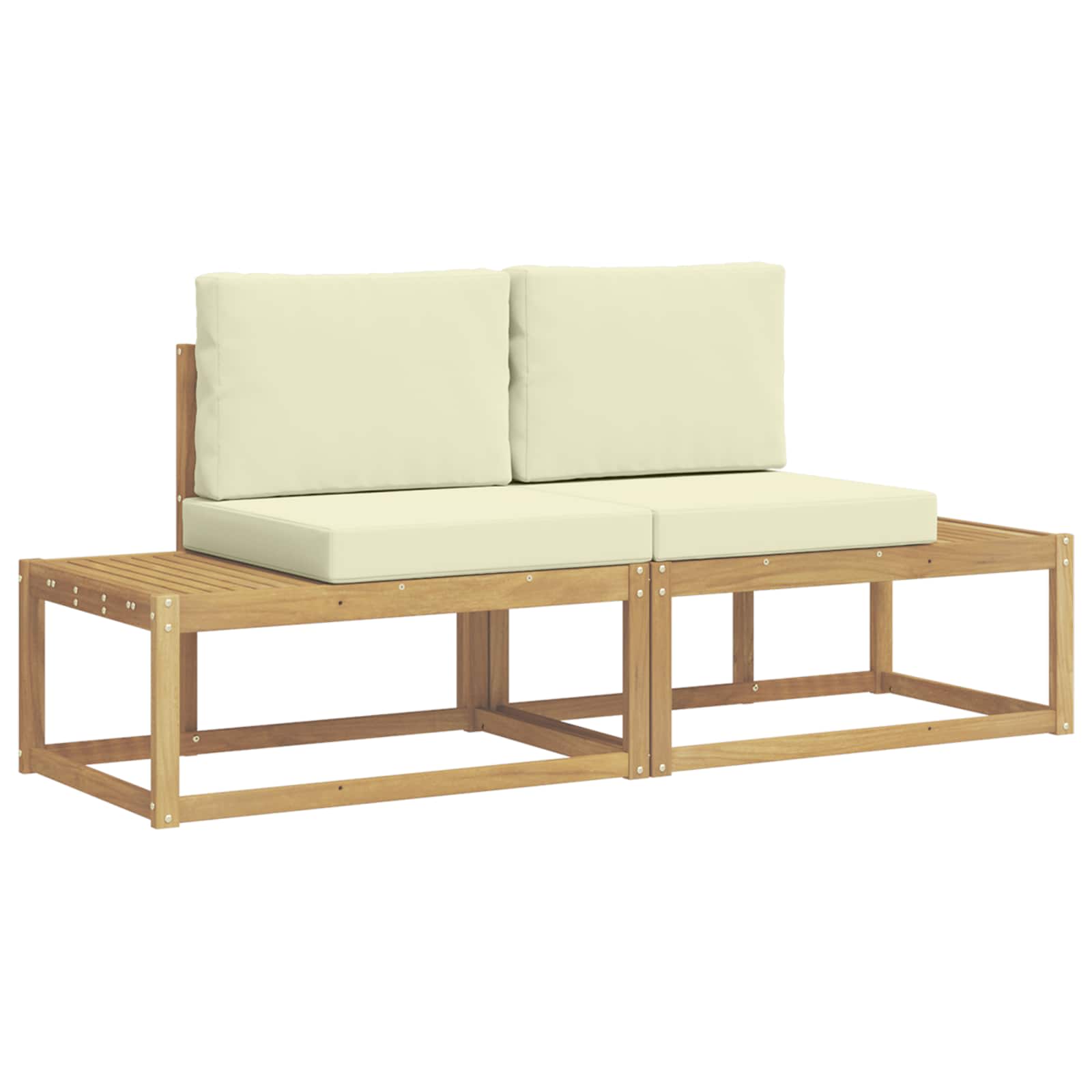 Set vanjskih sofa s jastukom 2 pcs Bijela i krem Poliester