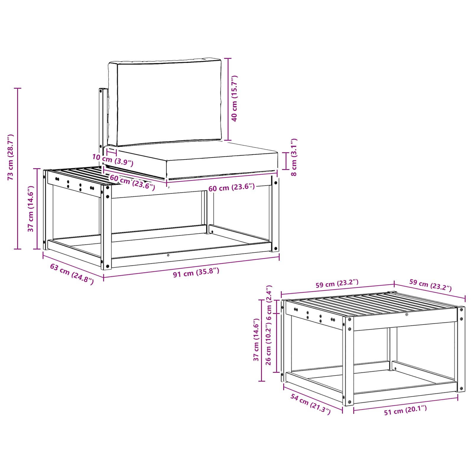 Set vanjskih sofa s jastukom 3 pcs Bijela i antracit Poliester