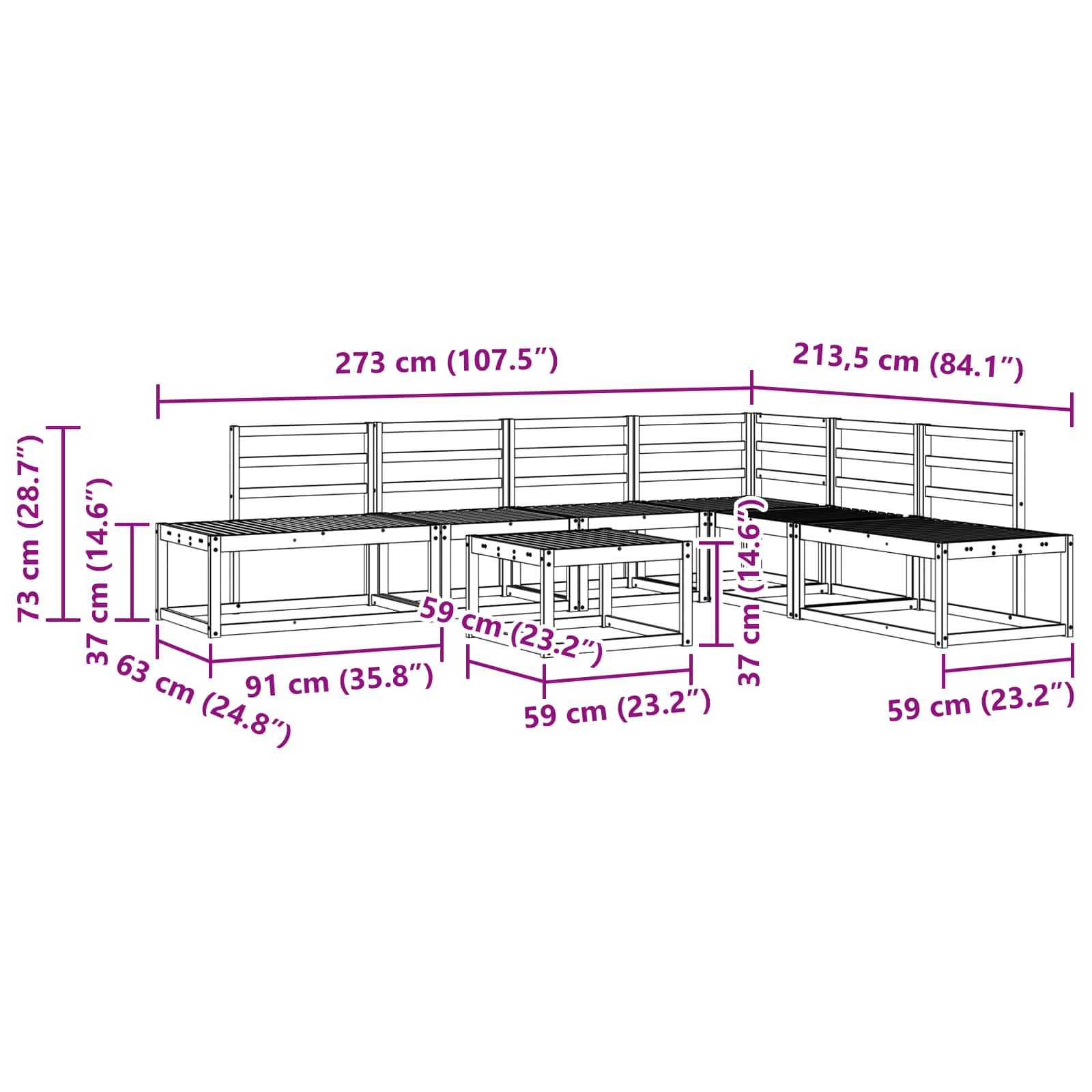Set vanjskih sofa 7 Komad Bijela