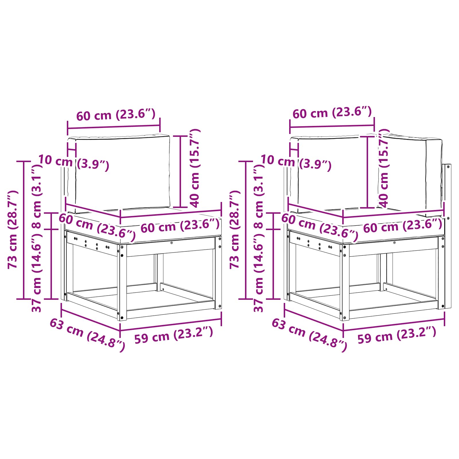 Set vanjskih sofa s jastukom 9 pcs Bijela i antracit