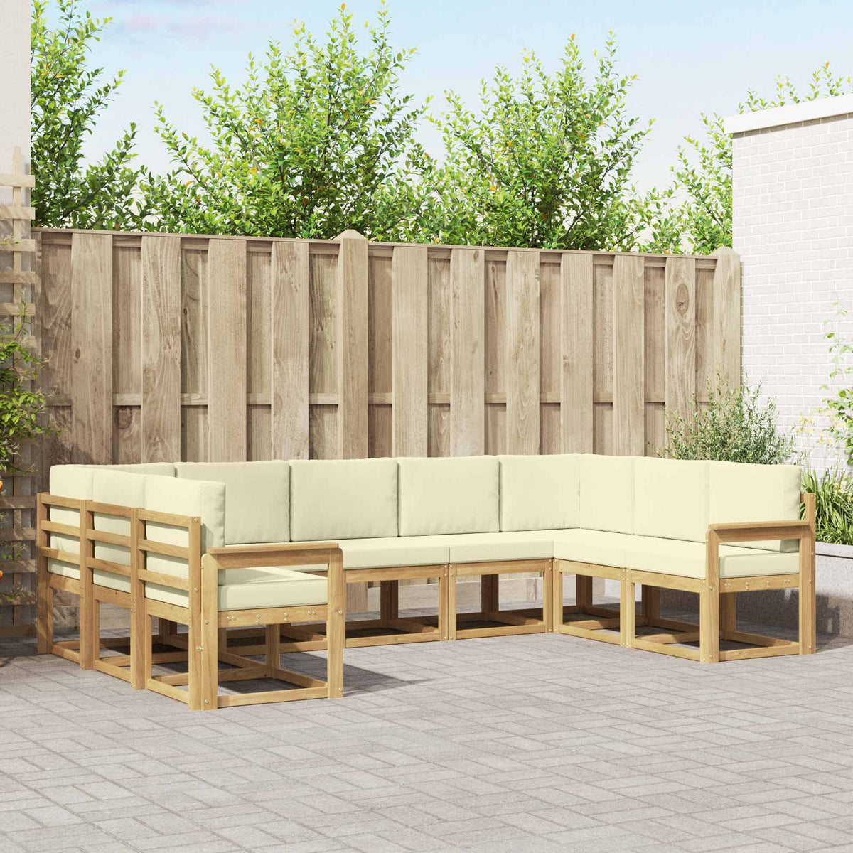 Set vanjskih sofa s jastukom 9 pcs Bijela i krem