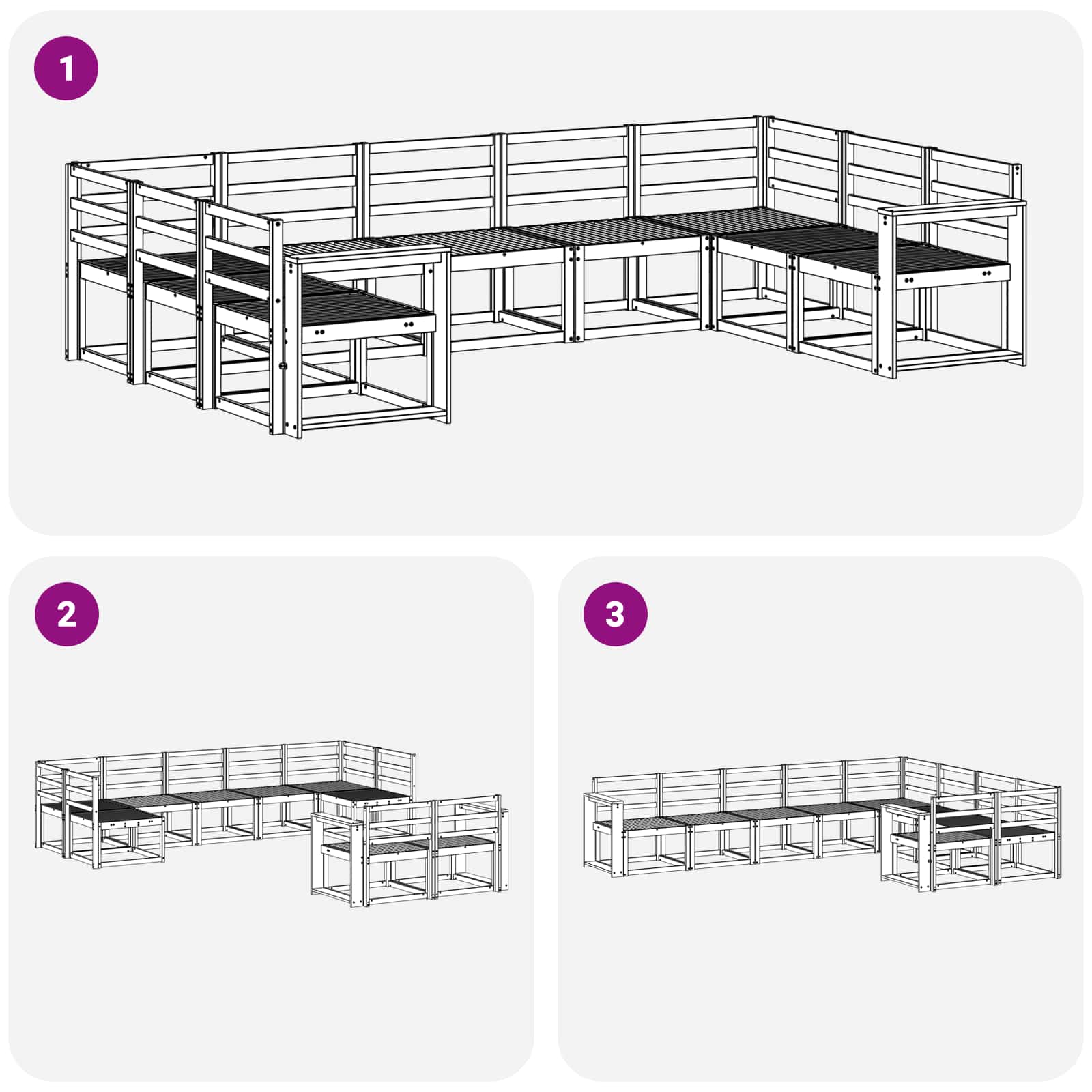 Set vanjskih sofa 9 pcs Bijela Čvrsto drvo akacije
