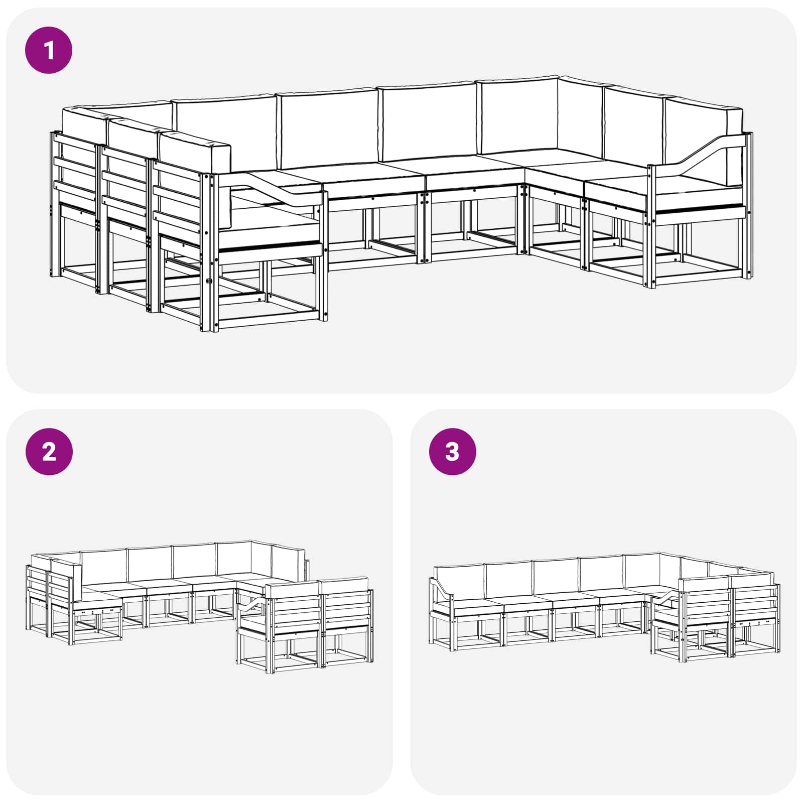 Set vanjskih sofa s jastukom 9 pcs Bijela i antracit