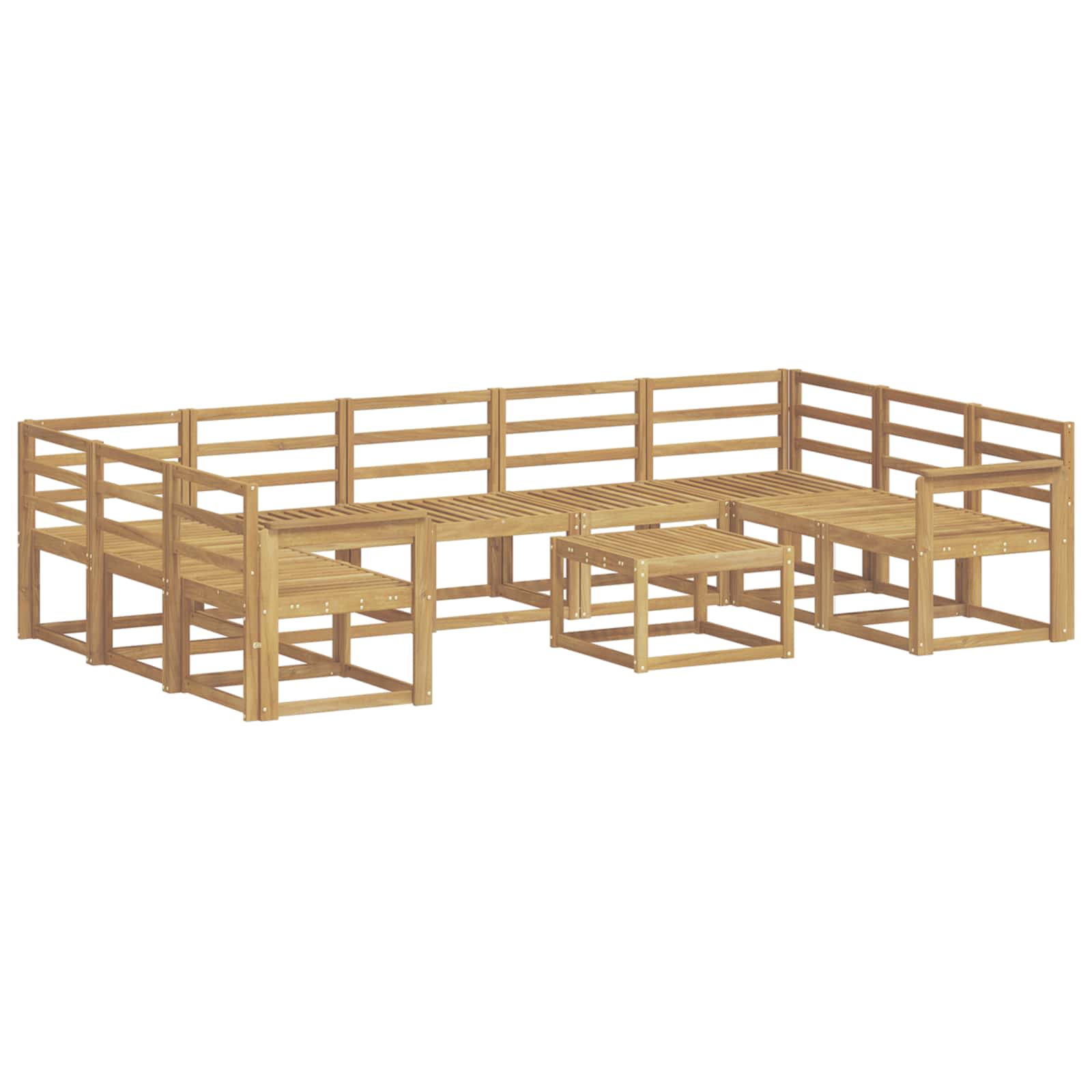 Set vanjskih sofa 10 pcs Bijela Čvrsto drvo akacije