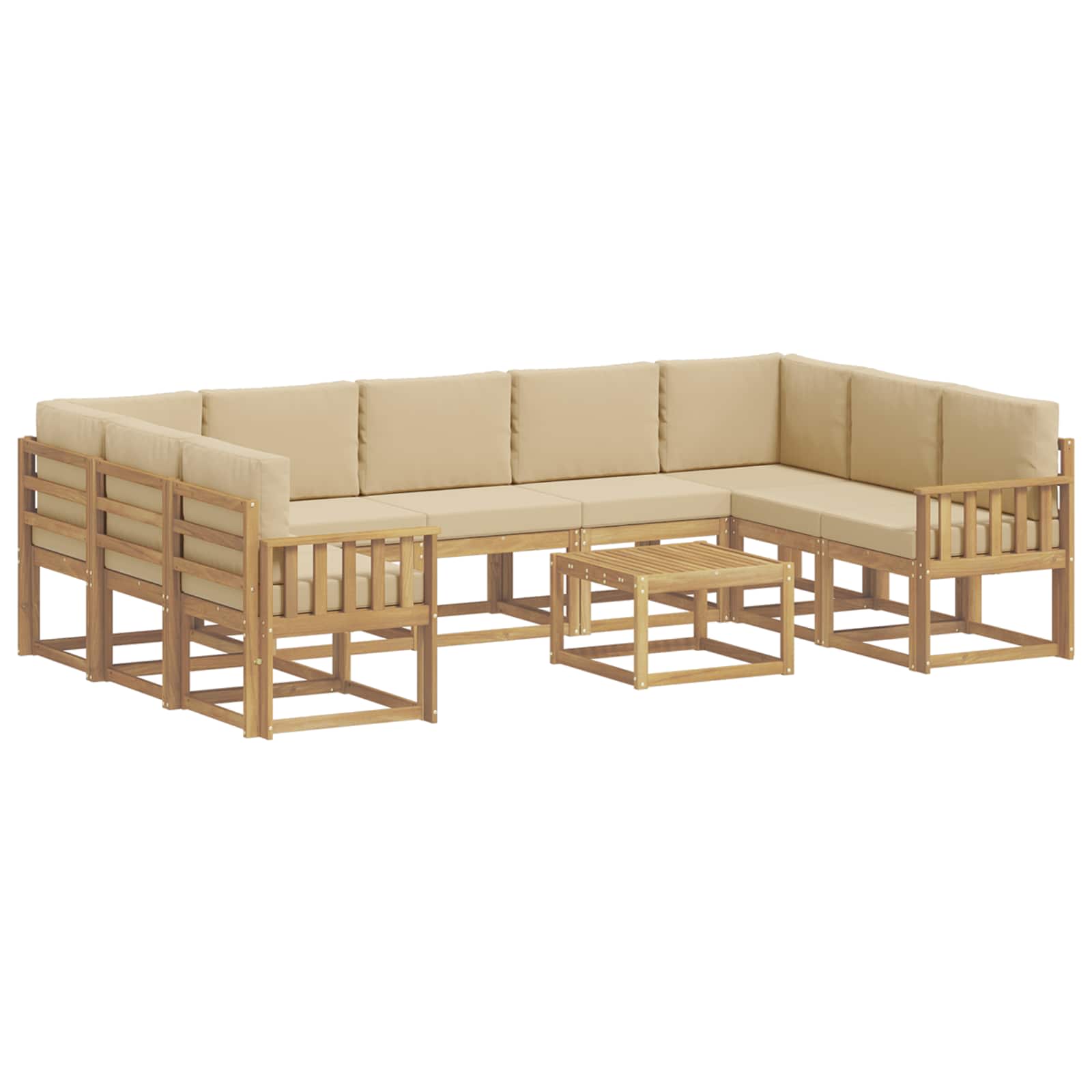 Set vanjskih sofa 10 pcs Bijela i bež 59 x 59 x 37 cm Poliester