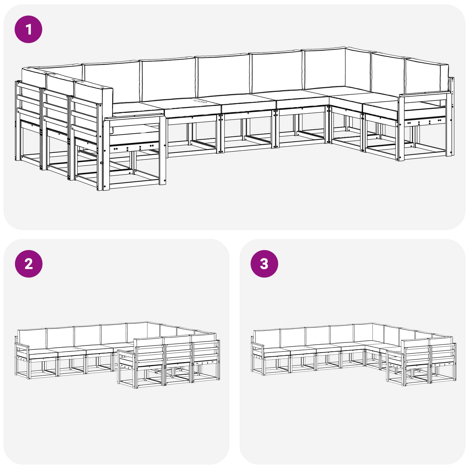 Set vanjskih sofa s jastukom 10 pcs Bijela i krem