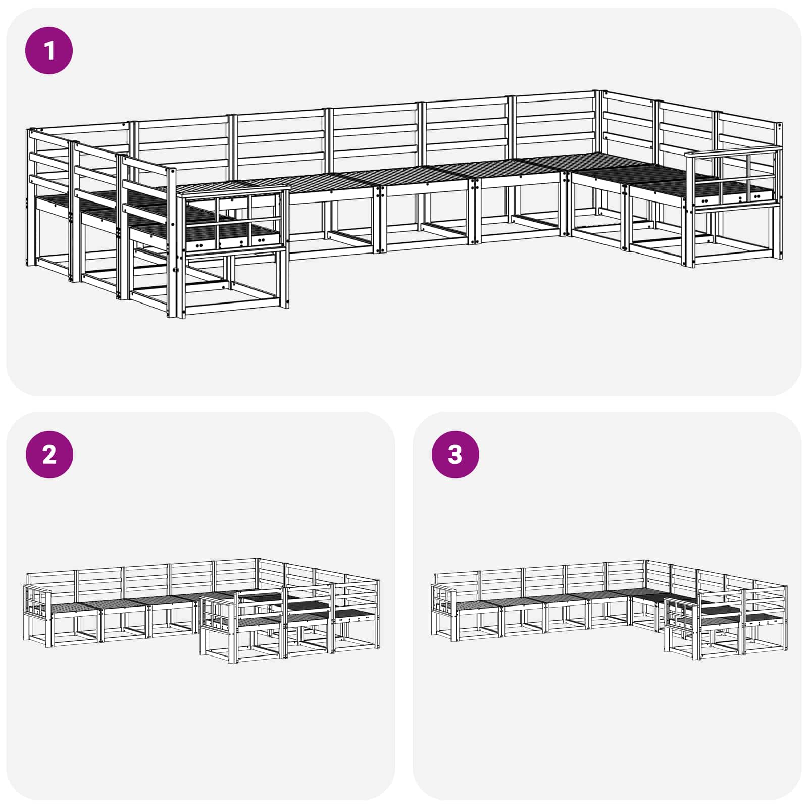 Set vanjskih sofa 10 pcs Bijela Čvrsto drvo akacije