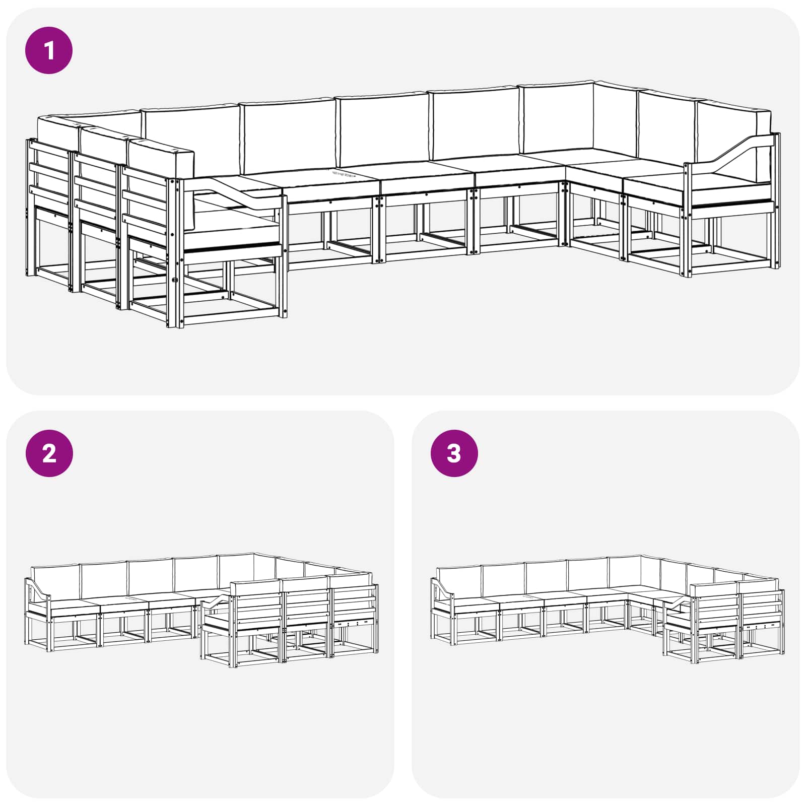 Set vanjskih sofa s jastukom 10 pcs Bijela i krem