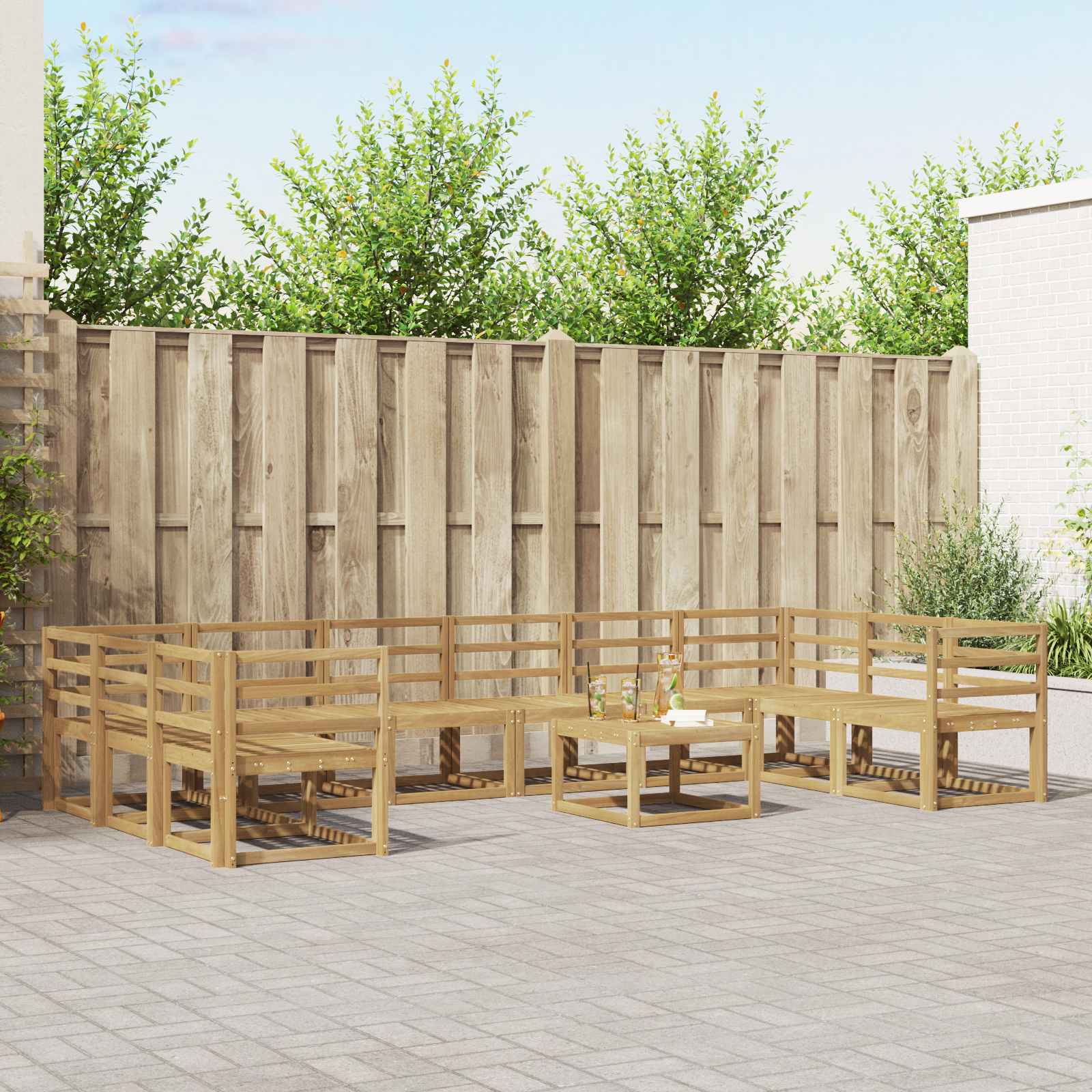 Set vanjskih sofa 11 pcs Bijela Čvrsto drvo akacije