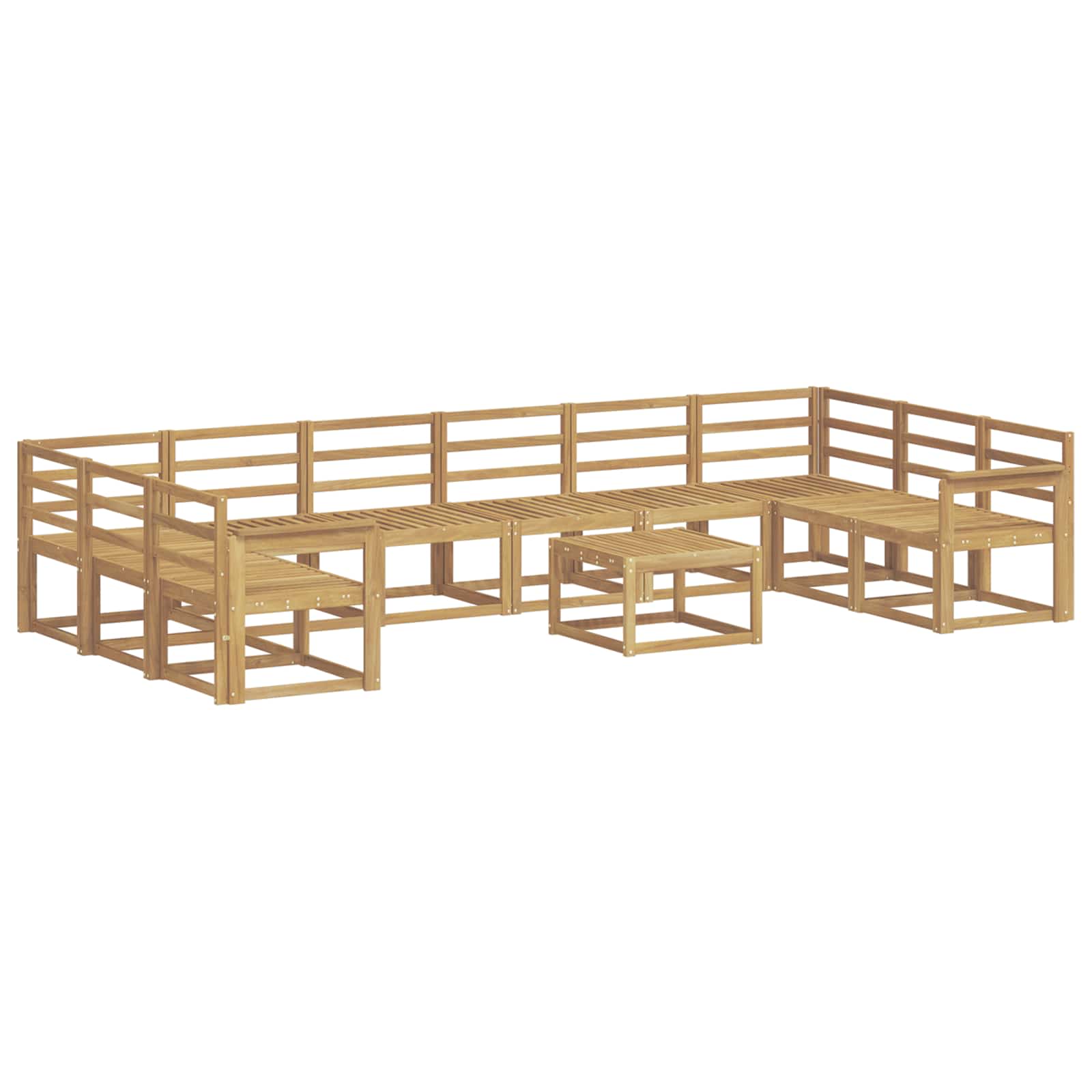 Set vanjskih sofa 11 pcs Bijela Čvrsto drvo akacije
