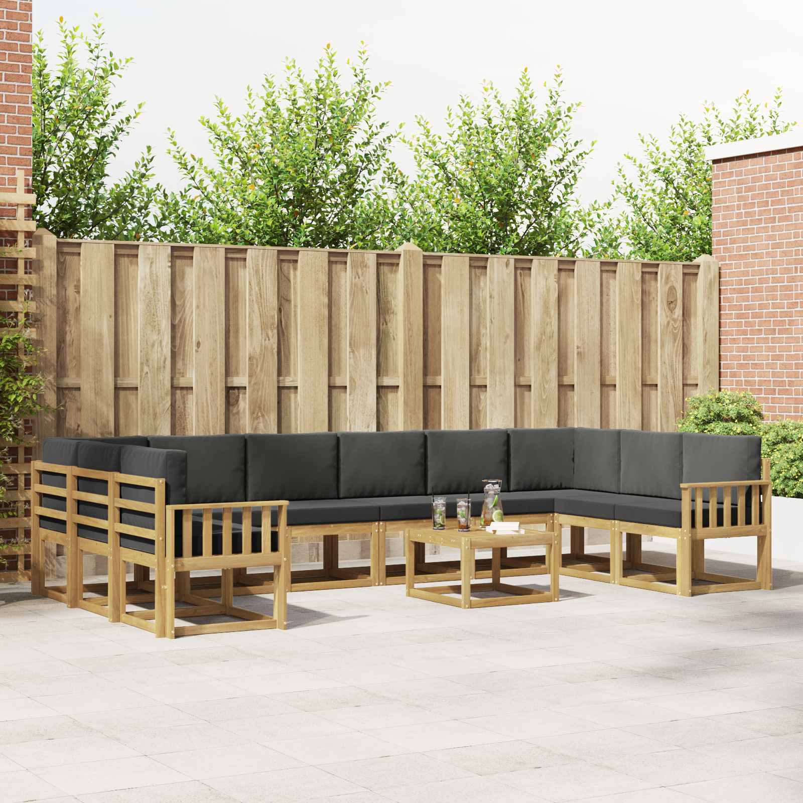 Set vanjskih sofa s jastukom 11 pcs Bijela i antracit