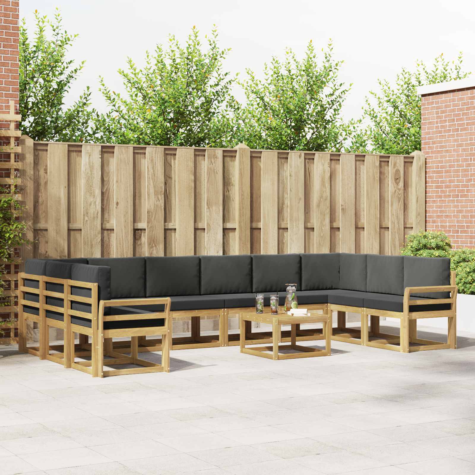 Set vanjskih sofa s jastukom 11 pcs Bijela i antracit