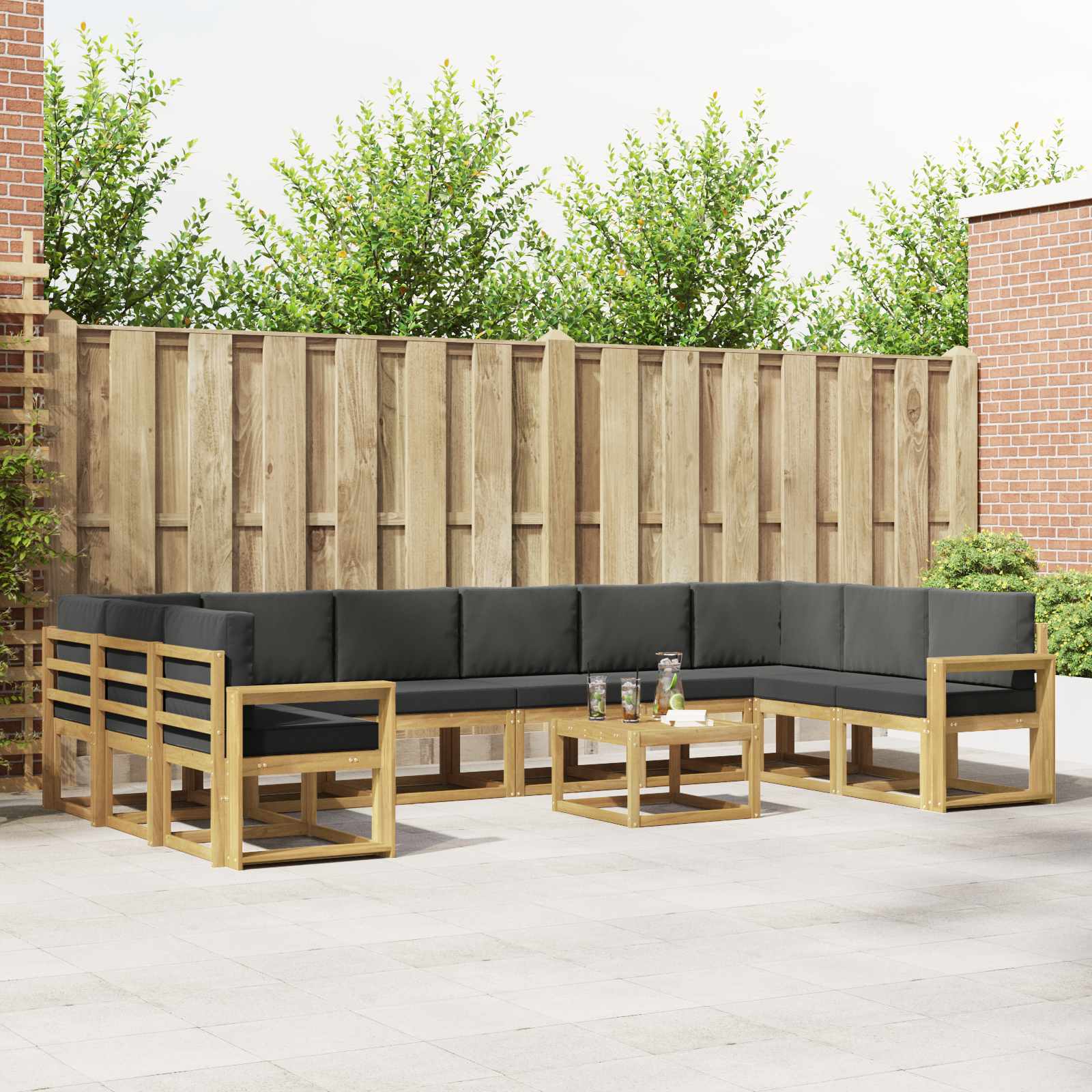 Set vanjskih sofa s jastukom 11 pcs Bijela i antracit
