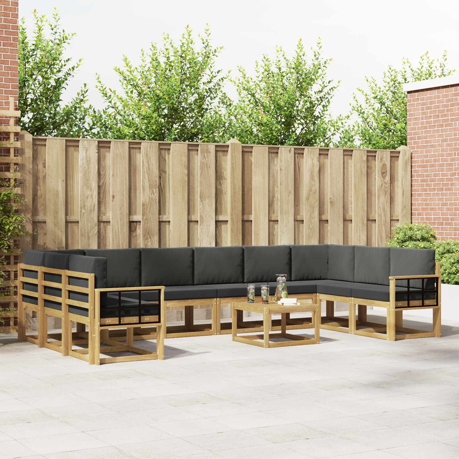 Set vanjskih sofa s jastukom 11 pcs Bijela i antracit