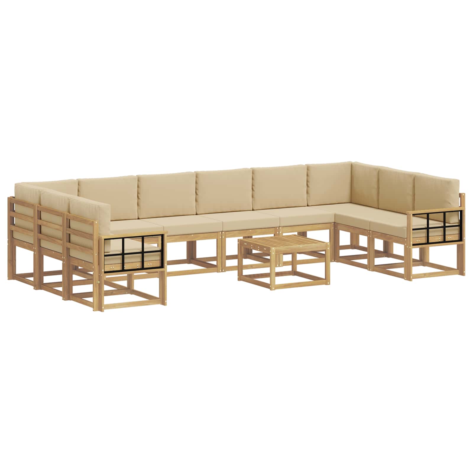Set vanjskih sofa s jastukom 11 pcs Bijela i bež