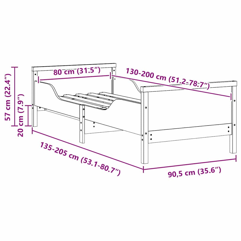 Krevetna konstrukcija Bijelo 80 x 200 cm Konstruirano drvo