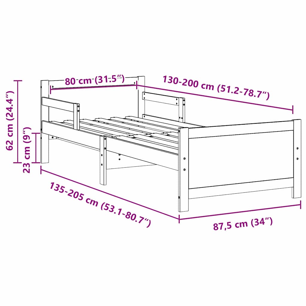 Krevetna konstrukcija Bijelo 80 x 200 cm Konstruirano drvo
