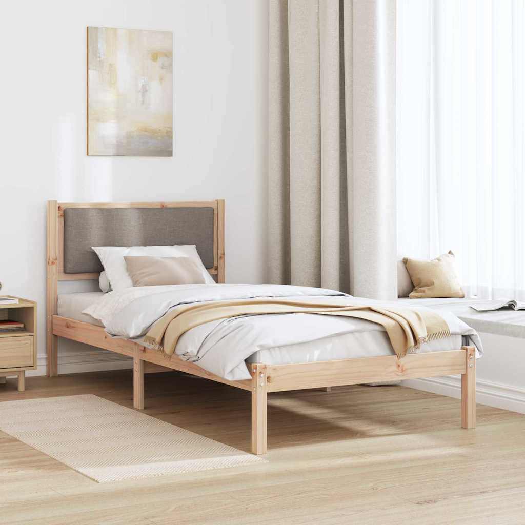 Krevetna konstrukcija Sivo-smeđa 90 x 200 cm Čvrsto borovo drvo