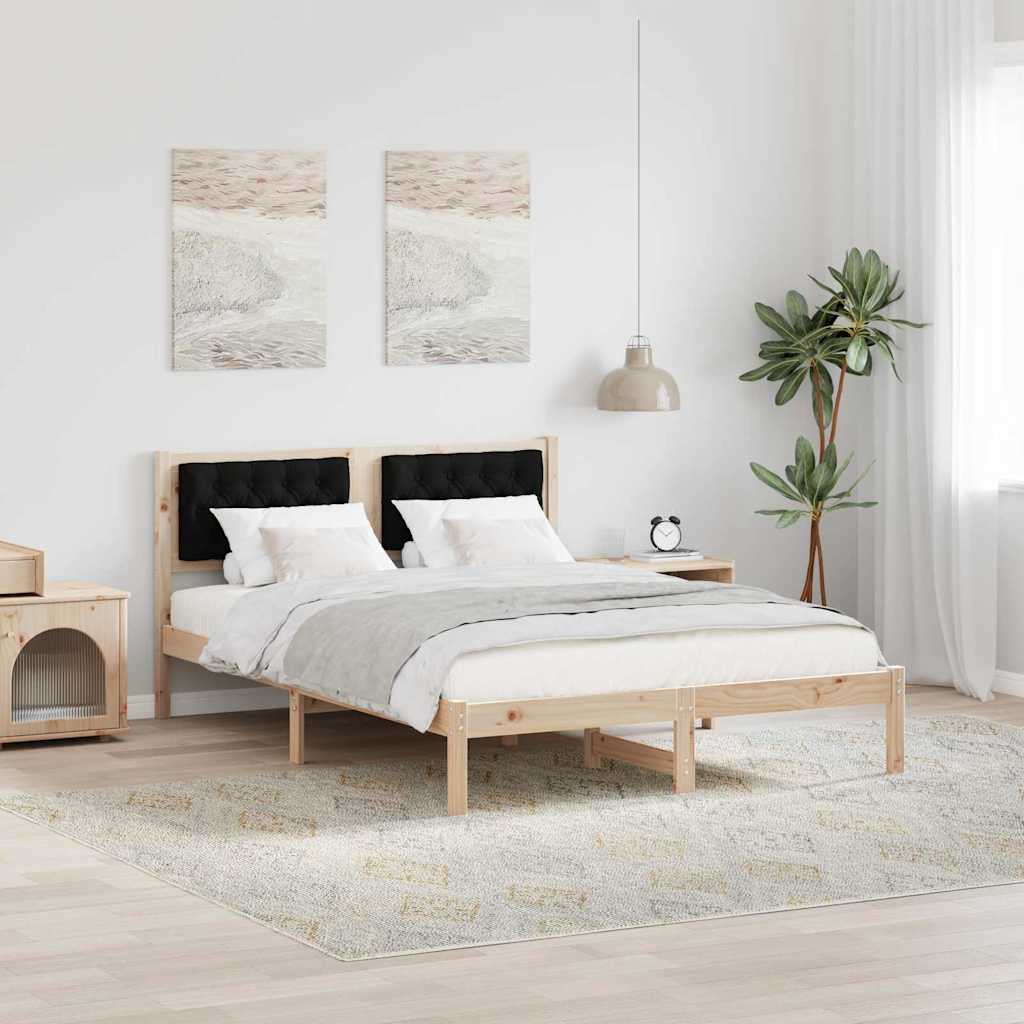 Krevetna konstrukcija Crna 140 x 200 cm Čvrsto borovo drvo