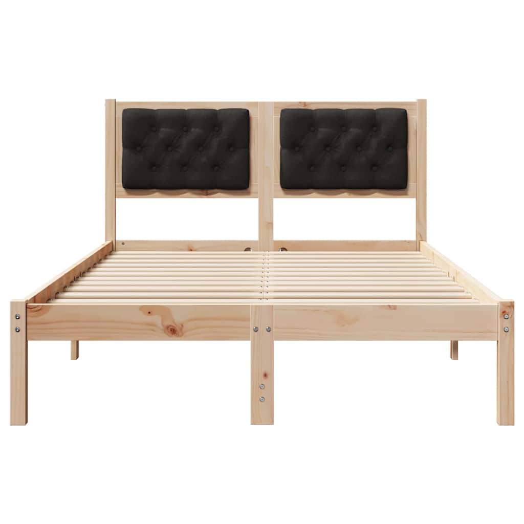 Krevetna konstrukcija Crna 120 x 200 cm Čvrsto borovo drvo Smeđa
