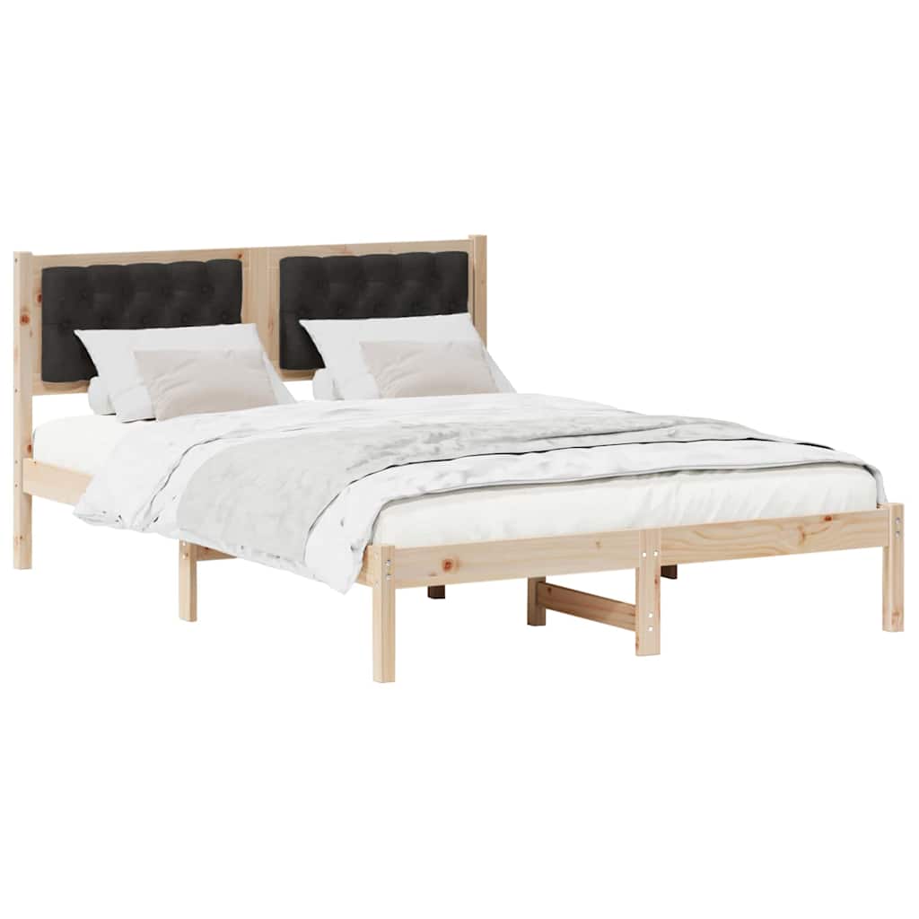 Krevetna konstrukcija Crna 140 x 190 cm Čvrsto borovo drvo
