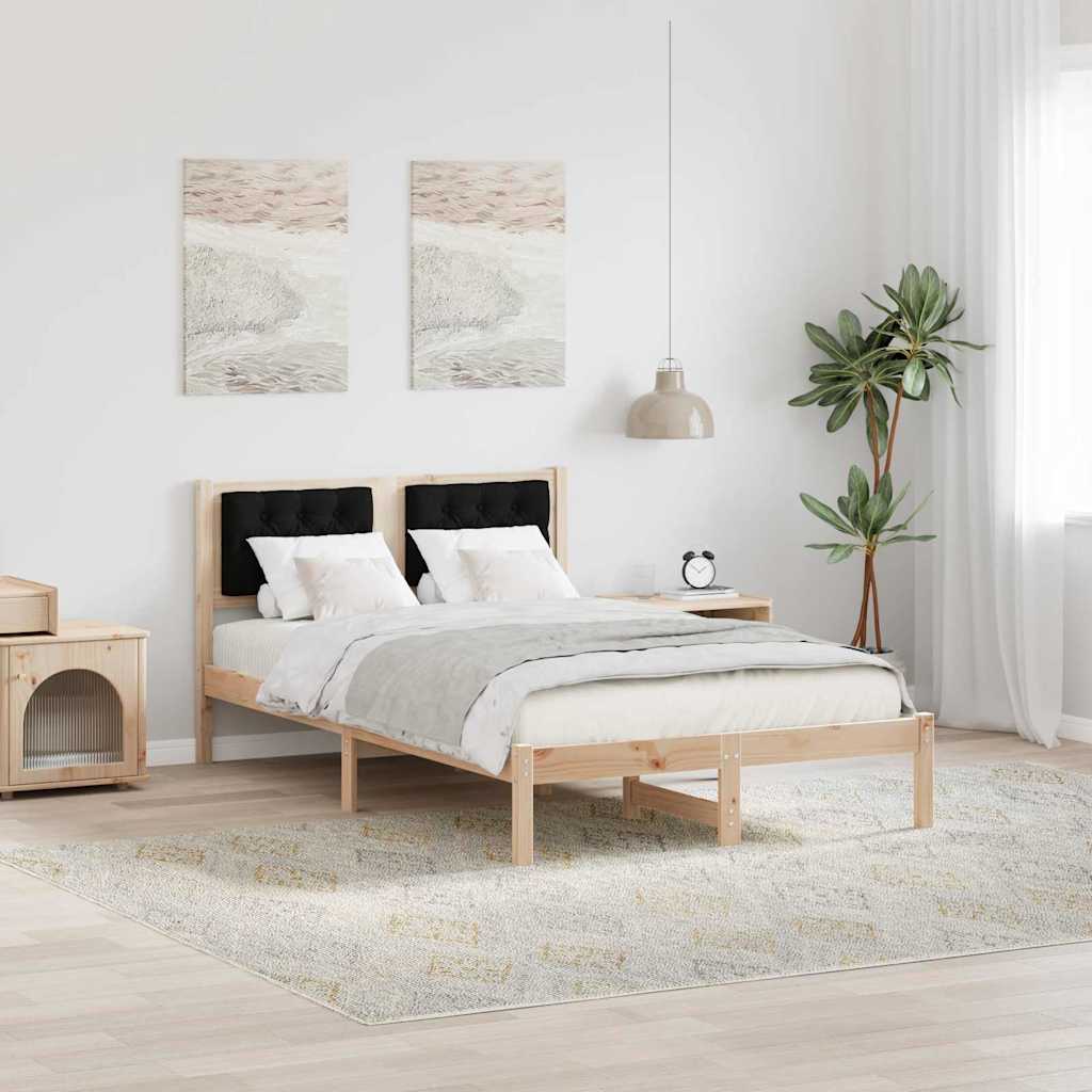 Krevetna konstrukcija Crna 135 x 190 cm Čvrsto borovo drvo