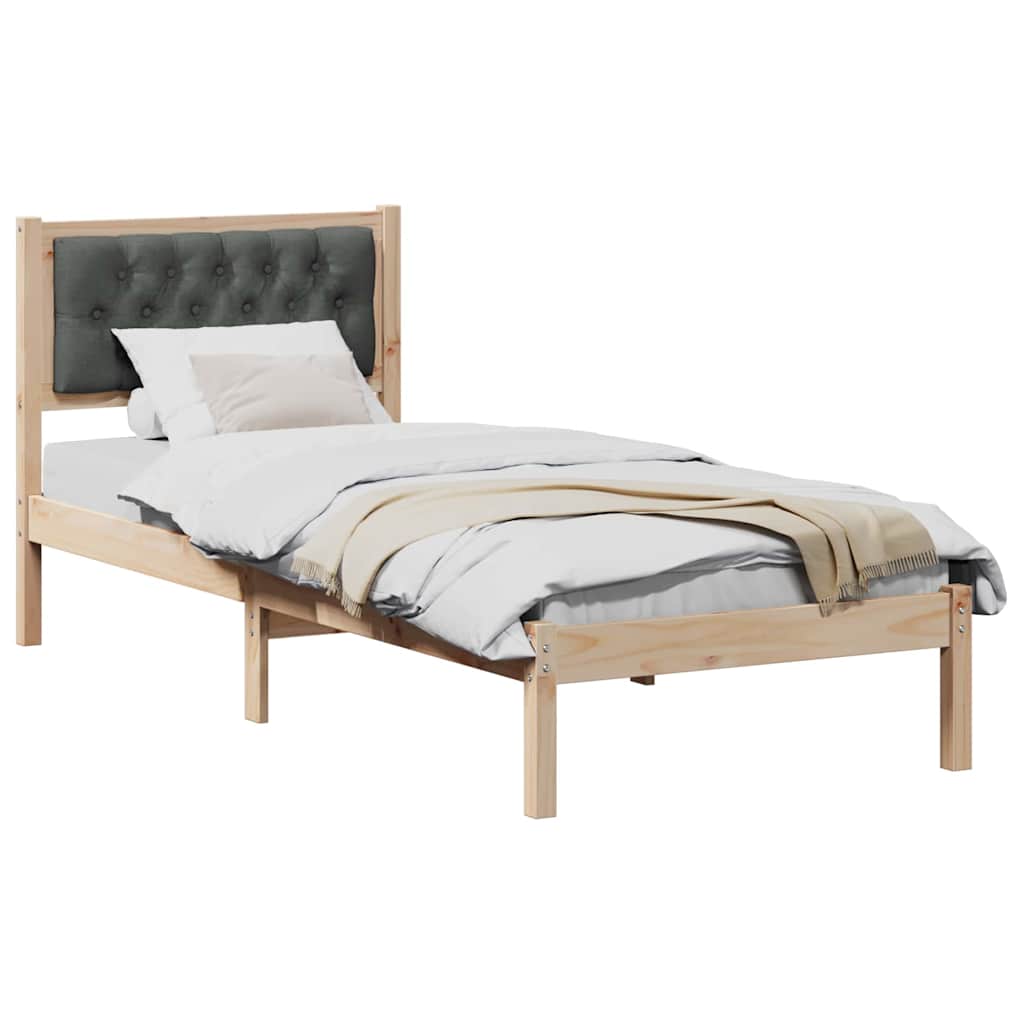 Krevetna konstrukcija Tamno siva 75 x 190 cm Čvrsto borovo drvo