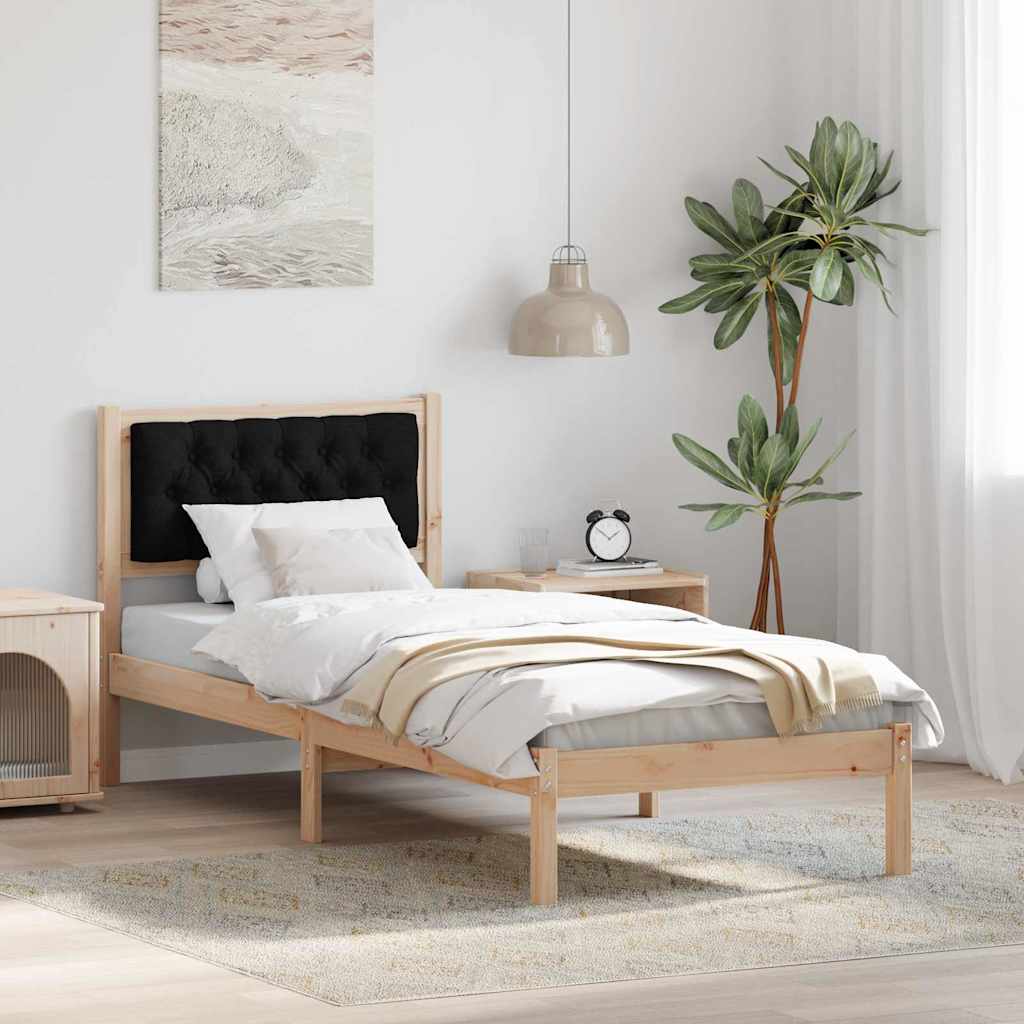 Krevetna konstrukcija Crna 75 x 190 cm Čvrsto borovo drvo