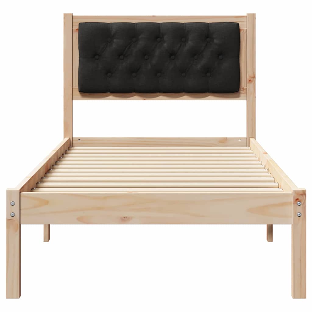 Krevetna konstrukcija Crna 75 x 190 cm Čvrsto borovo drvo