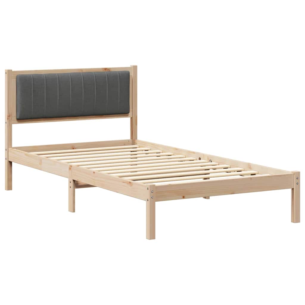 Krevetni okvir s tapiciranim uzglavljem Tamno siva 100 x 200 cm