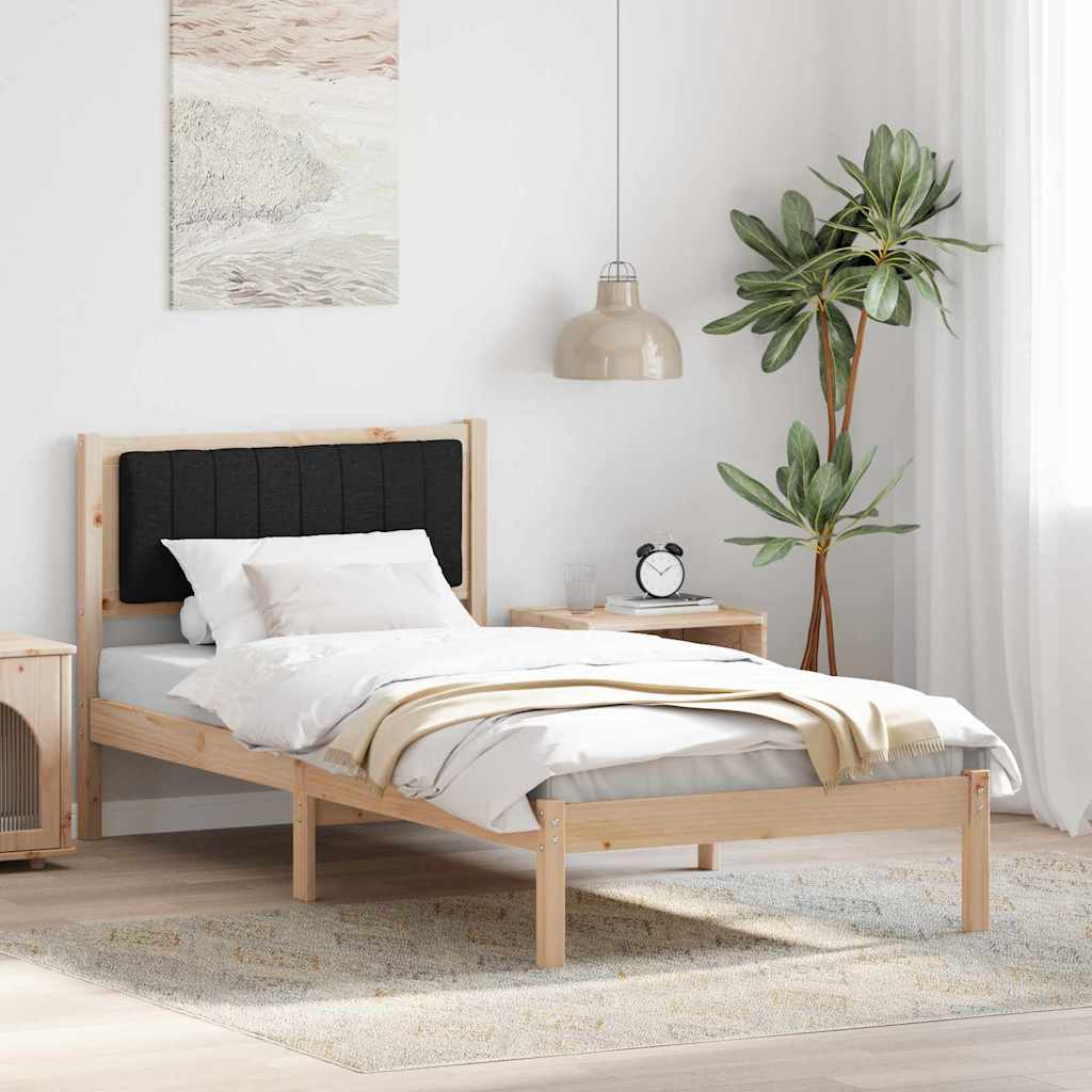 Krevetni okvir s tapiciranim uzglavljem Crna 90 x 200 cm