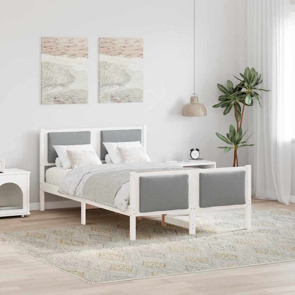 Krevetna konstrukcija Svijetlo siva 120 x 200 cm tkanina Bijela