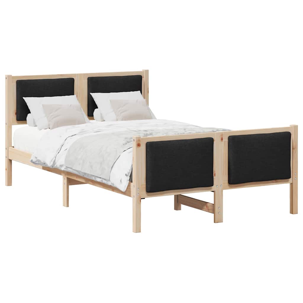 Krevetna konstrukcija s uzglavljem Crna 120 x 190 cm tkanina Smeđa