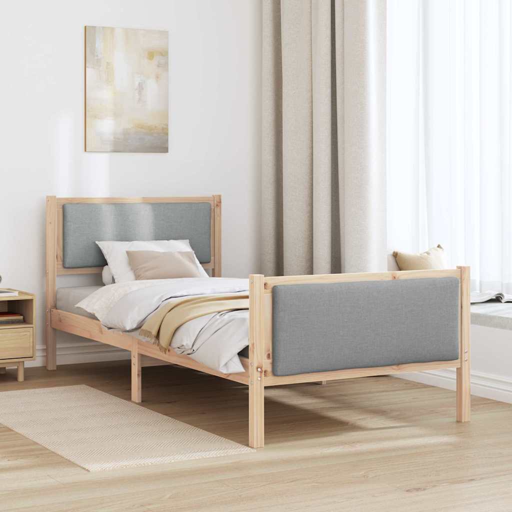 Krevetna konstrukcija Svijetlo siva 100 x 200 cm tkanina