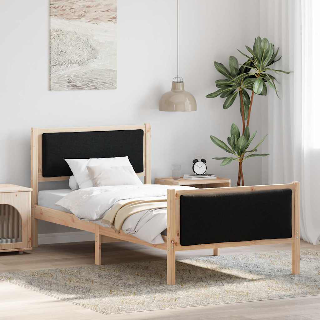 Krevetna konstrukcija s uzglavljem Crna 100 x 200 cm tkanina