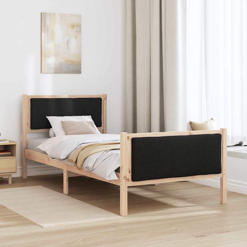 Krevetna konstrukcija s uzglavljem Crna 90 x 200 cm tkanina