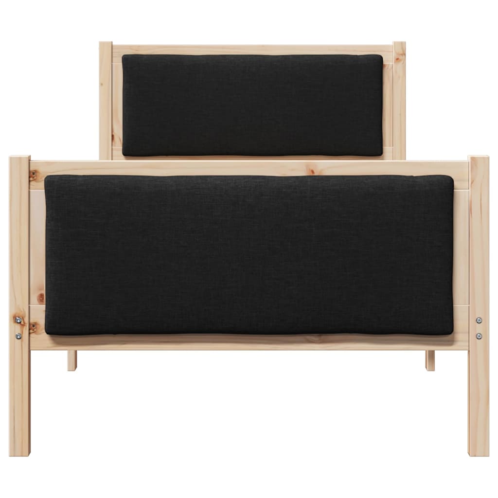 Krevetna konstrukcija s uzglavljem Crna 90 x 200 cm tkanina