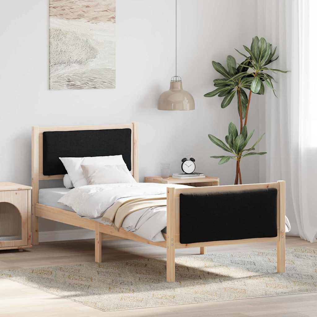 Krevetna konstrukcija s uzglavljem Crna 80 x 200 cm tkanina Smeđa