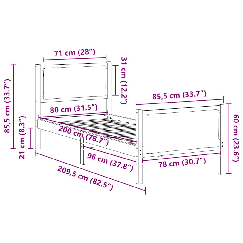 Krevetna konstrukcija Svijetlo siva 80 x 200 cm tkanina