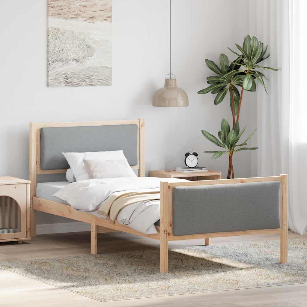 Krevetna konstrukcija Svijetlo siva 90 x 190 cm tkanina