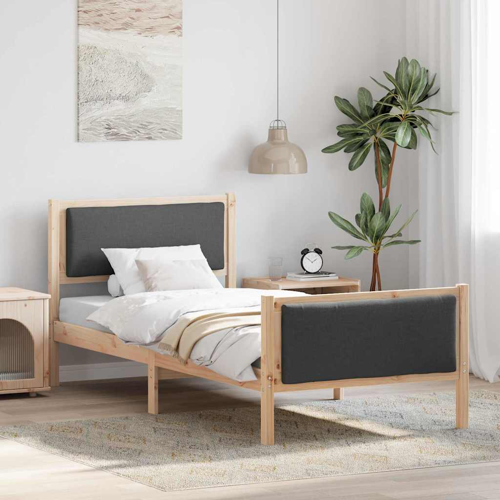 Krevetna konstrukcija Tamno siva 90 x 190 cm tkanina