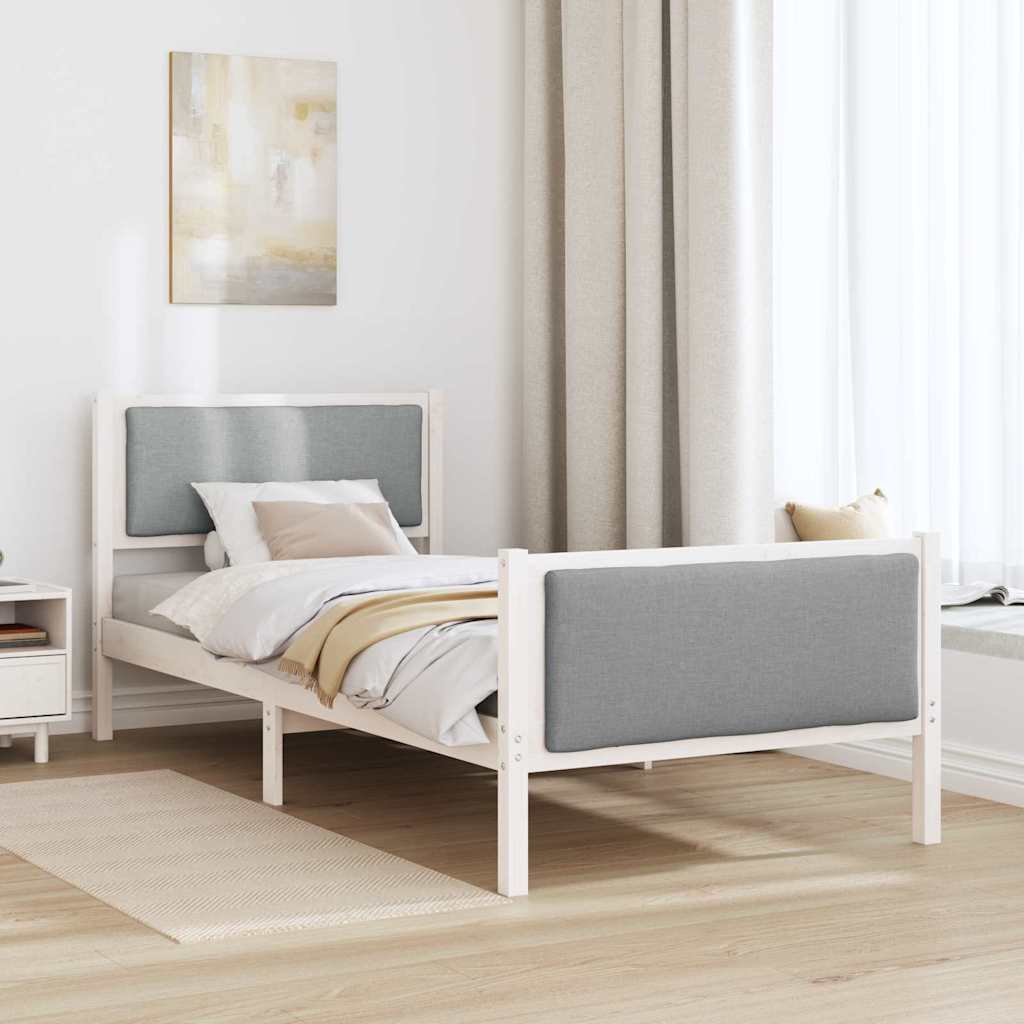 Krevetna konstrukcija Svijetlo siva 90 x 190 cm tkanina